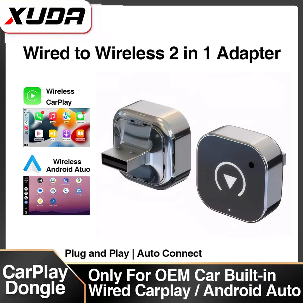 Adaptador Inalámbrico CarPlay + Android Auto 2 en 1