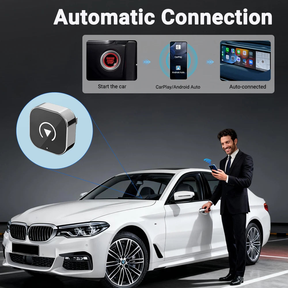 Adaptador Inalámbrico CarPlay + Android Auto 2 en 1